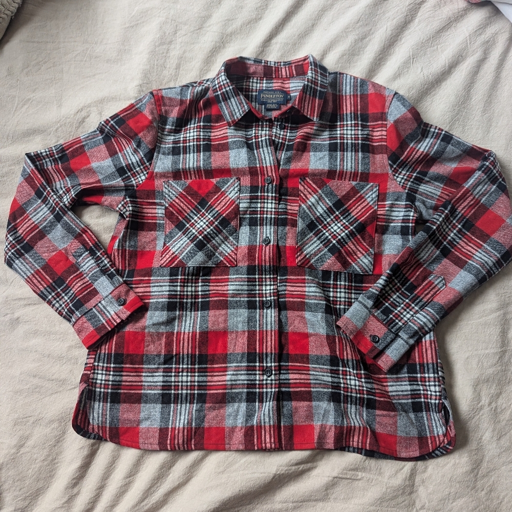 Pendleton Plaid Wool Button Up Shirt